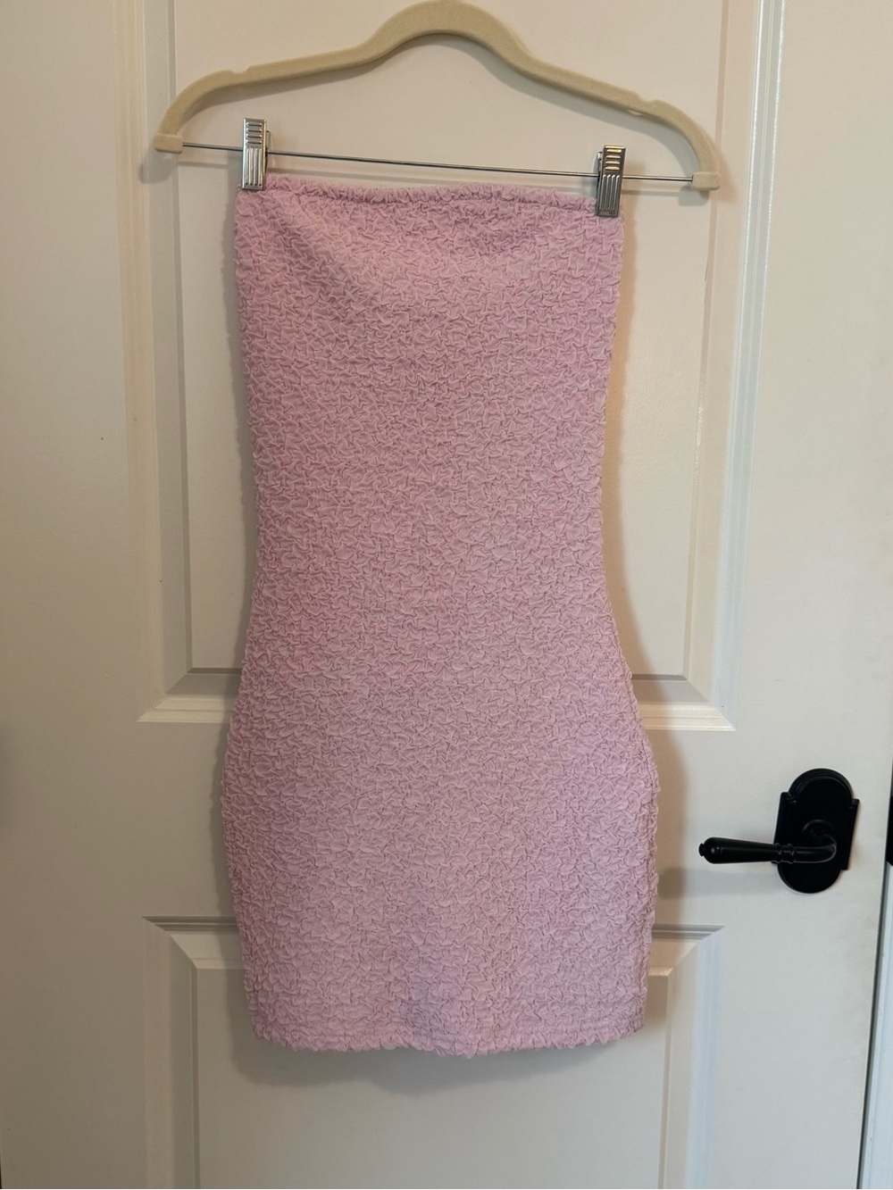 White Fox NWT Strapless Light Pink Textured Bodycon Dress